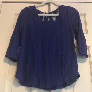 Lucky Brand 3/4 sleeve cotton&lace top